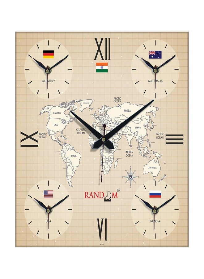 راندم ساعة حائط عالمية بحركة صامتة عشوائية مع مناطق زمنية مختلفة للمنزل/غرفة المعيشة/غرفة النوم/المكتب/المتاجر/قاعة الطعام، ساعة أنيقة - متعددة - 9351 - Image 1